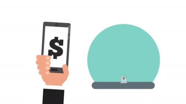 Электронный коммерческий банкинг со смартфоном — стоковое видео