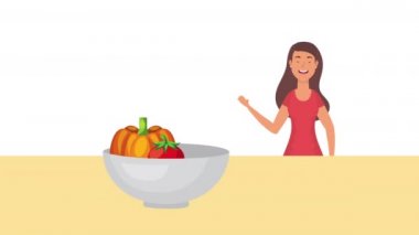 Vejetaryen yemeği olan kadın sağlıklı yaşam tarzı