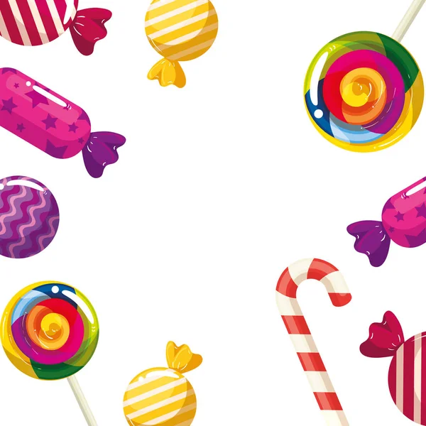 Frame of delicious candies decoration — ストックベクタ