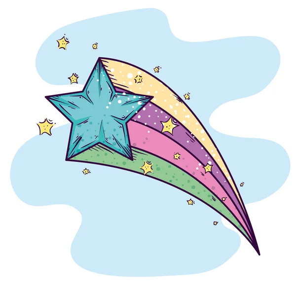 Cute shooting star magic icon — Stock Vector