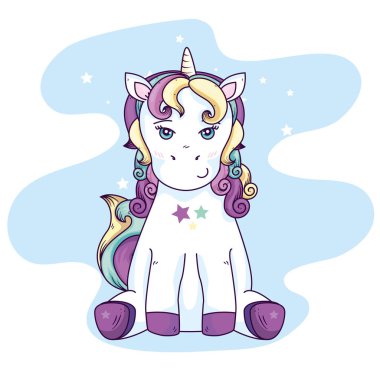 cute unicorn fantasy with stars decoration