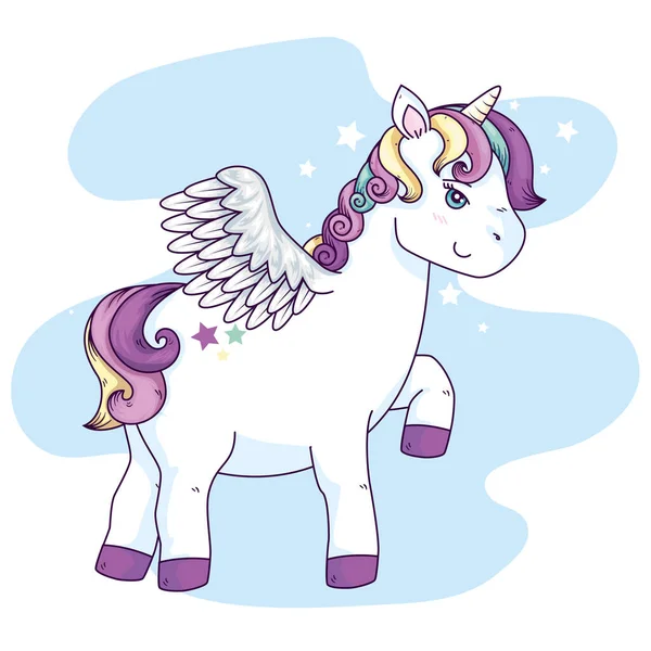 Cute unicorn fantasy with wings — 图库矢量图片