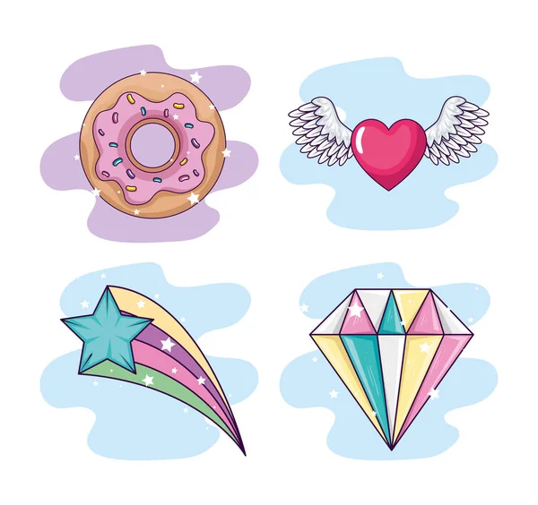 Collection of sweet and fantasy icons — Stok Vektör