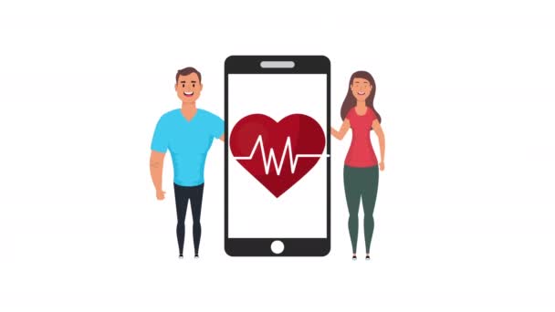 건강 한 생활 방식으로 스마트폰을 하고 있는 심장 흉부외과 전문의 부부 — 비디오