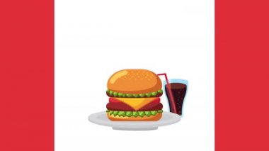Lezzetli fast food sağlıksız ikonu