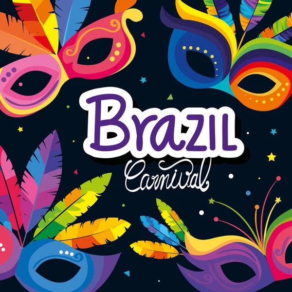 Poster of carnival brazil with masks carnival — Stock Vector