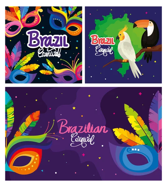 Zestaw plakat brazylijski z dekoracji — Wektor stockowy