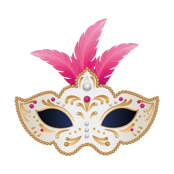 Elegante máscara con plumas icono aislado — Archivo Imágenes Vectoriales