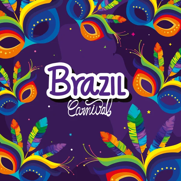 Cartel de carnaval brasileño con máscaras carnaval — Archivo Imágenes Vectoriales
