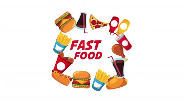 Delicioso ícone de fast food pouco saudável — Vídeo de Stock