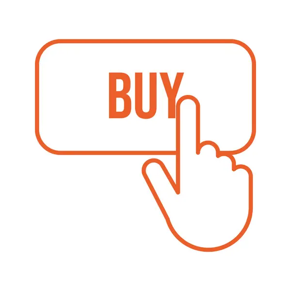 Buy button with hand commercial icon — Stock Vector