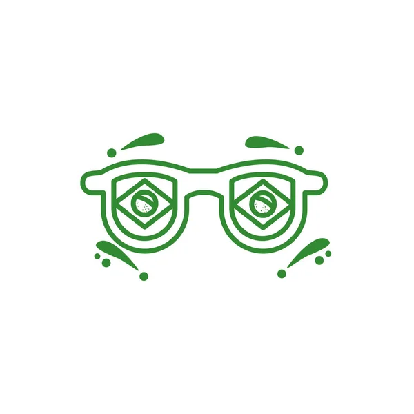 Óculos com ícone de bandeiras brasileiras — Vetor de Stock