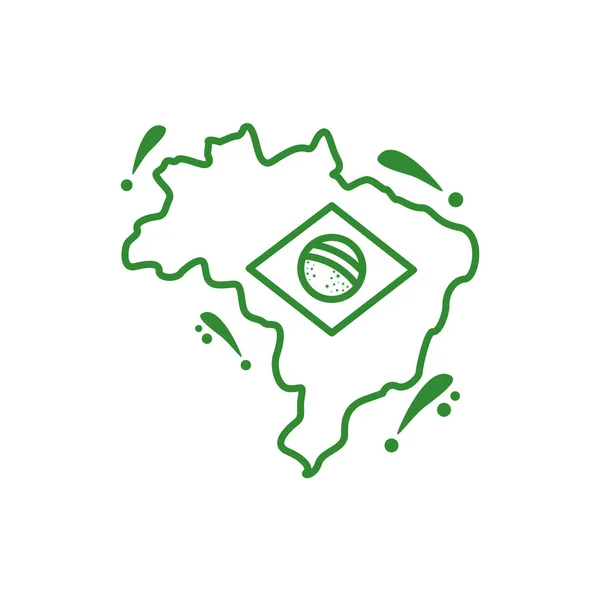 Mapa brasileiro com bandeira país ícone isolado —  Vetores de Stock