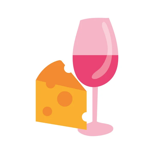 Ποτήρι κρασί ποτό με τυρί — Διανυσματικό Αρχείο
