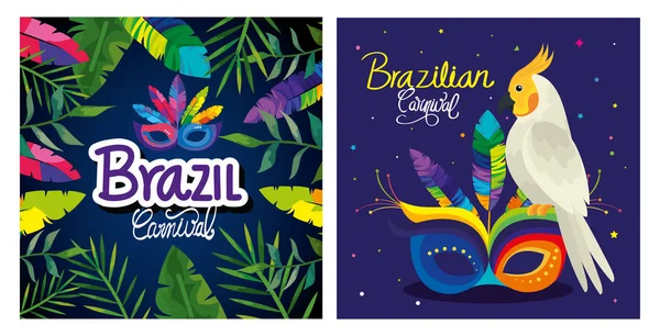 Zestaw plakat brazylijski z dekoracji — Wektor stockowy