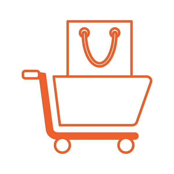 Shopping cart and paper bag — Stock Vector