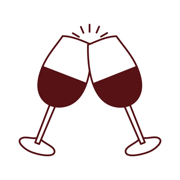 Tasse de vin verres icône de pain grillé — Image vectorielle