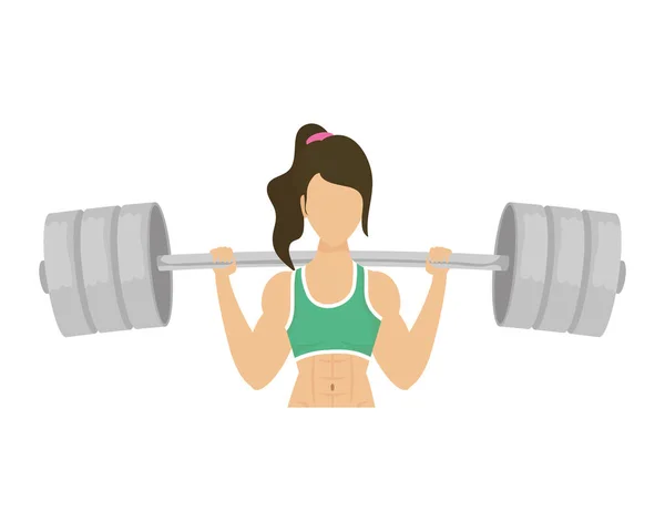 Young woman athlete weight lifting — Stock Vector