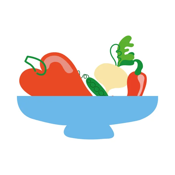 野菜の健康食品とボウル — ストックベクタ