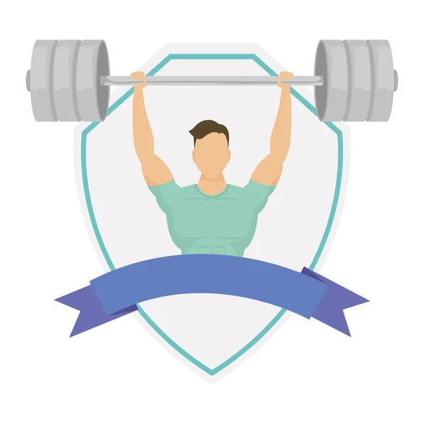 Young man athlete weight lifting — ストックベクタ
