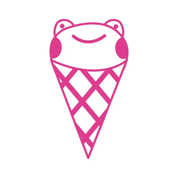 Cute little frog in ice cream cone — Stock Vector