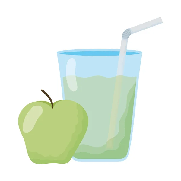 Apple fresh fruit with juice glass — 스톡 벡터