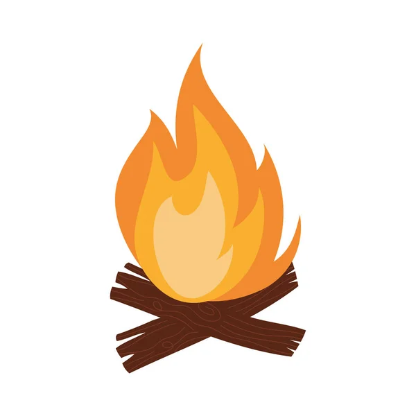 Fogo madeira camping ícone isolado — Vetor de Stock