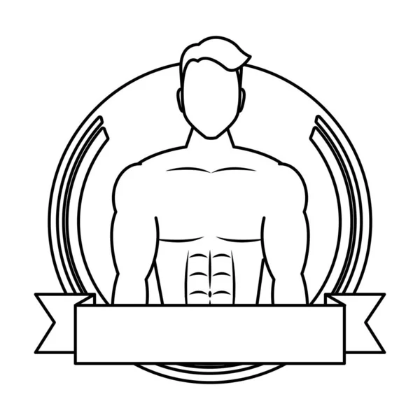 Молодой человек спортсмен без рубашки в кадре — стоковый вектор