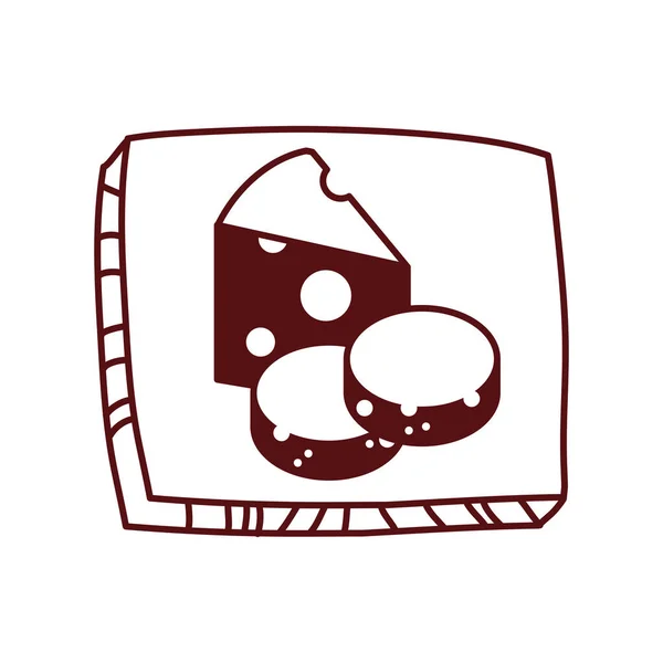 Délicieux fromage planche et icône de pain — Image vectorielle