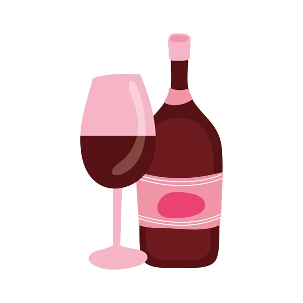 Láhev vína nápoj s šálkem — Stockový vektor