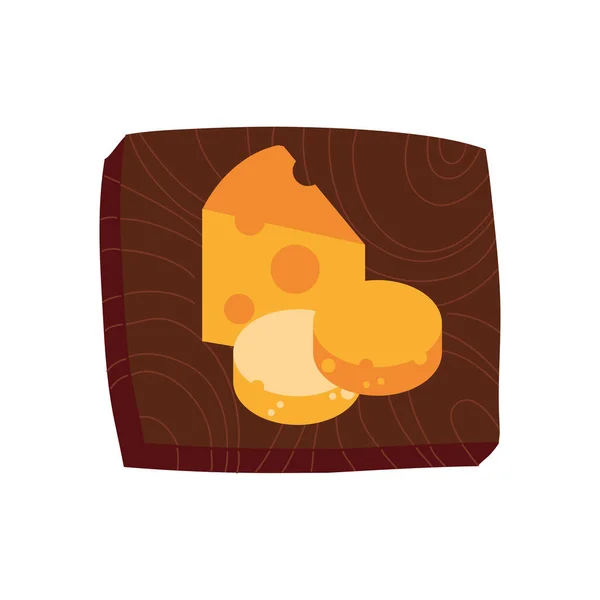 Leckeres Käsebrett und Brot-Symbol — Stockvektor
