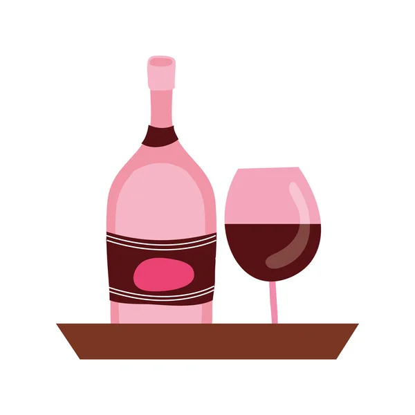 Вино бутылку напитка с чашкой — стоковый вектор