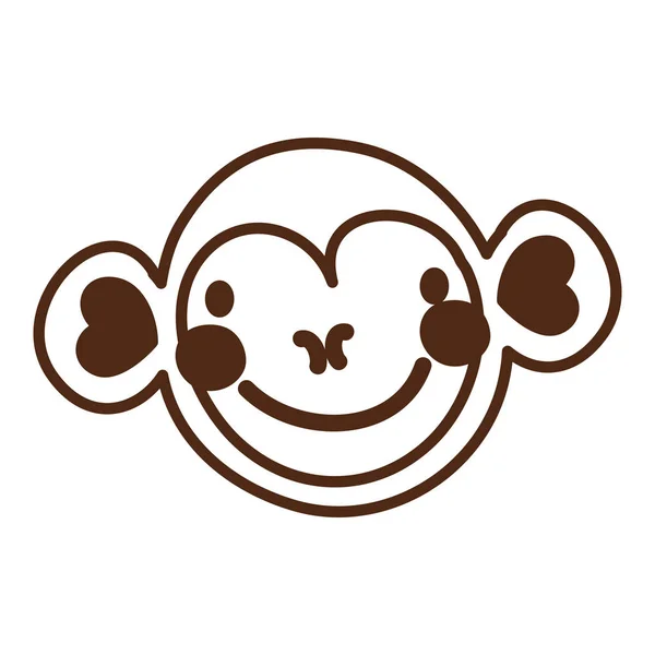Cute monkey wild animal character icon — Stok Vektör