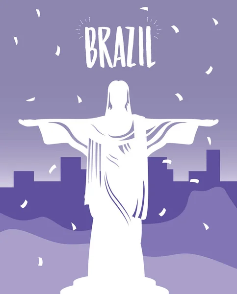 Αφίσα καρναβαλιού brazil με τον corcovade christ — Διανυσματικό Αρχείο