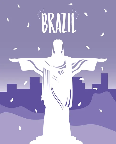 Brazil carnival poster with corcovade christ — Stock Vector