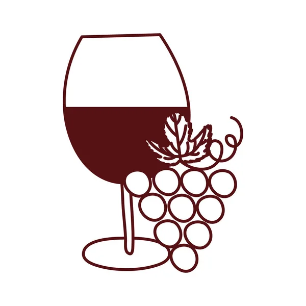 Copa de vino bebida con uvas frutas — Vector de stock