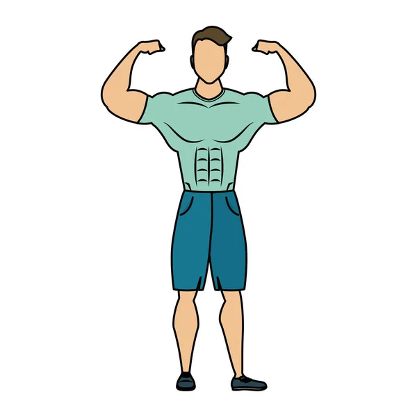 Young strong man athlete character — Stock Vector