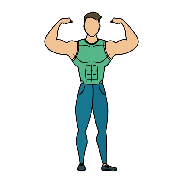 Young strong man athlete character — Stok Vektör