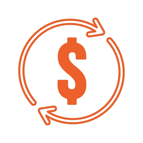 Símbolo de dólar de dinheiro com setas —  Vetores de Stock