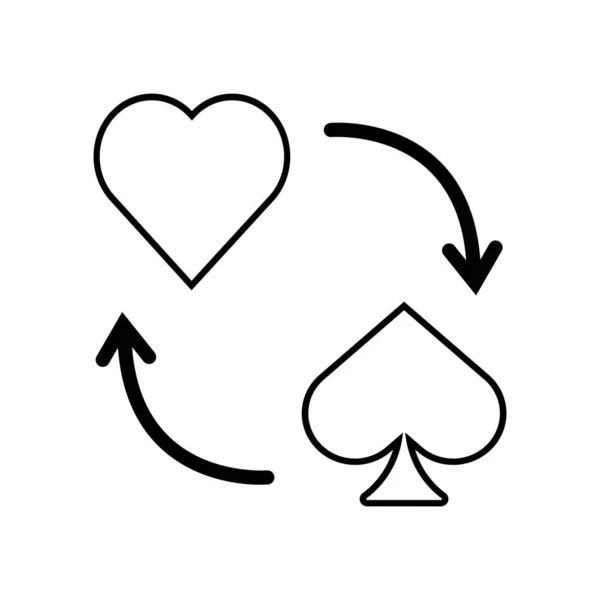 Casino pôquer coração e espadas figuras — Vetor de Stock