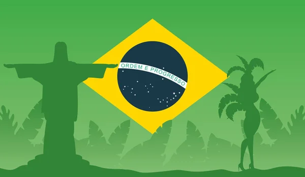 Poster del carnevale brasiliano con bandiera — Vettoriale Stock
