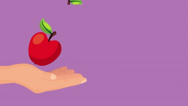 Здоровый образ жизни ручной подъем фруктов — стоковое видео