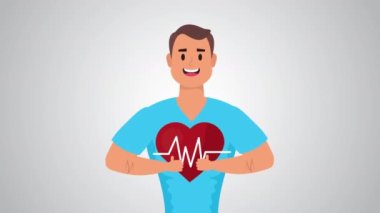 Sağlıklı yaşam tarzı ve kalp ritmi olan genç bir adam.