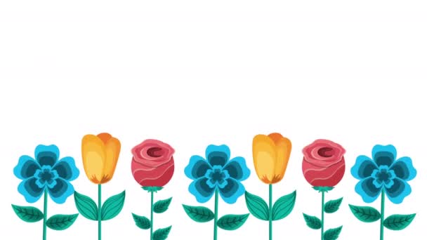 Schöne Blumen Garten Dekoration animiert — Stockvideo
