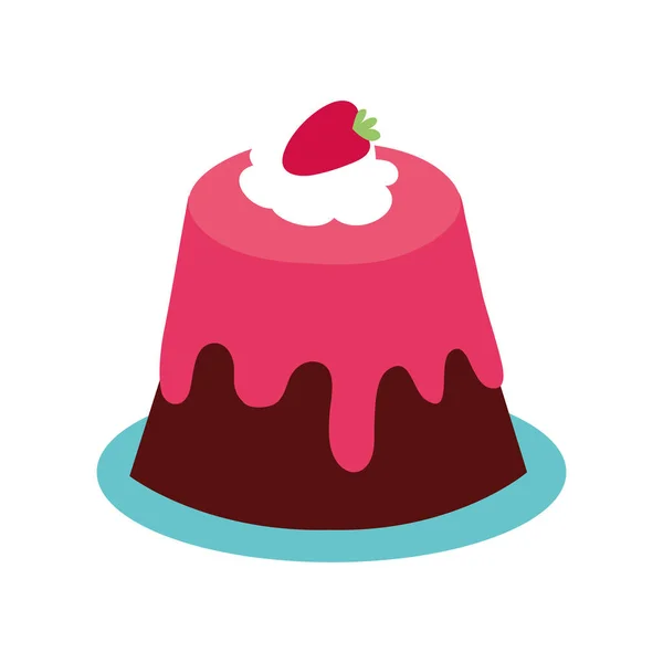 Sweet pudding with strawberry dessert — 图库矢量图片