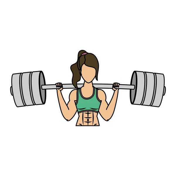 Mujer joven atleta levantamiento de pesas — Vector de stock