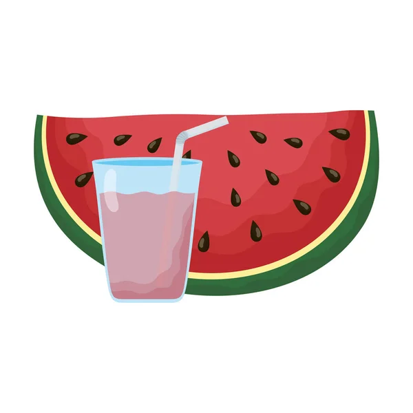 Fresh watermelon with juice fruit — 스톡 벡터