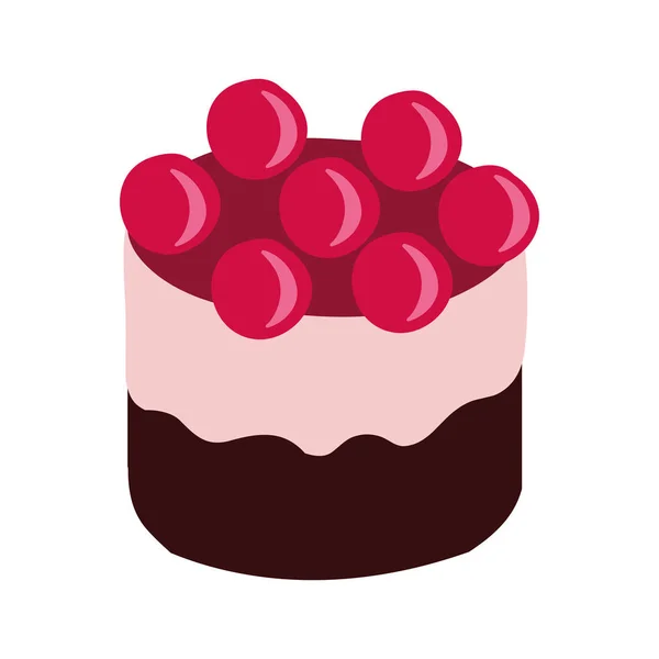 Sweet cake with cherries dessert — 스톡 벡터