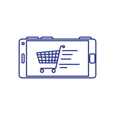 Ekranda alışveriş arabası olan akıllı telefon aygıtı