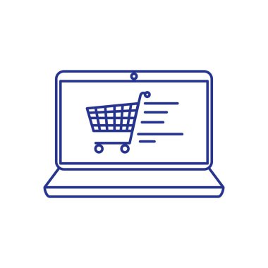 Ekranda alışveriş yapan dizüstü bilgisayar